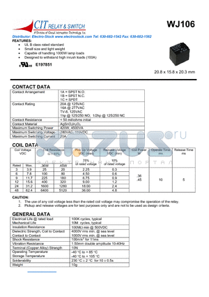WJ1061A12VDC.45 datasheet - CIT SWITCH