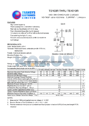 TS100R datasheet - FAST SWITCHING PLASTIC DIODES