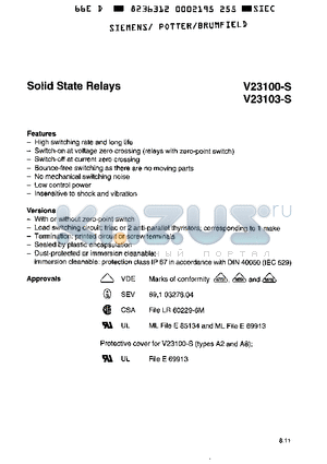 V23100-S datasheet - SOLID STATE REPLAYS