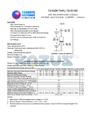 TS102R datasheet - FAST SWITCHING PLASTIC DIODES