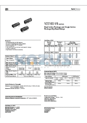 V23100-V4005A010 datasheet - Dual In-line Package and Single In-line Package Dry Reed Relays