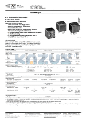 V23134-B0053-C642 datasheet - Power Relay F4 Plug-in Mini ISO Relays Automotive Relays