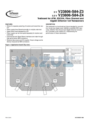 V23806-S84-Z3 datasheet - Testboard for ATM, ESCON, Fibre Channel and Gigabit Ethernet 1x9 Transceivers