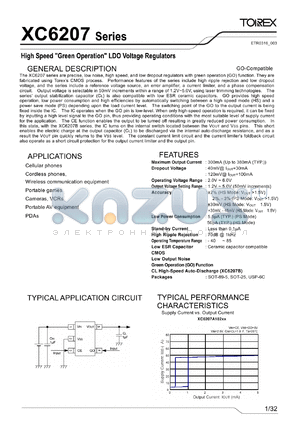 XC6207B12AER datasheet - High Speed 