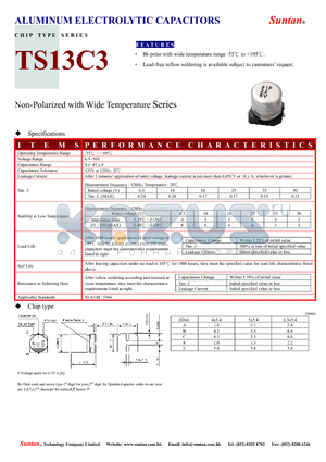 TS13C3 datasheet - ALUMINUM ELECTROLYTIC CAPACITORS
