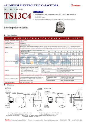 TS13C4 datasheet - ALUMINUM ELECTROLYTIC CAPACITORS