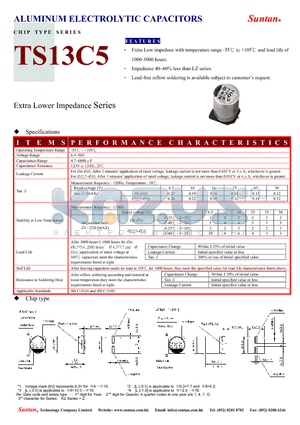 TS13C5 datasheet - ALUMINUM ELECTROLYTIC CAPACITORS