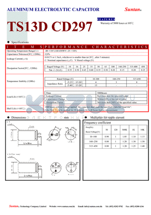 TS13D0-CD297 datasheet - ALUMINUM ELECTROLYTIC CAPACITOR