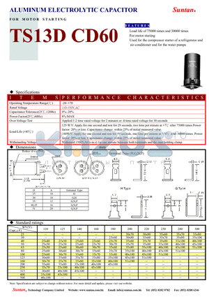 TS13D3-CD60 datasheet - ALUMINUM ELECTROLYTIC CAPACITOR