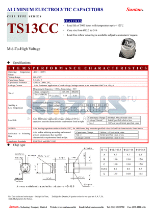 TS13CC datasheet - ALUMINUM ELECTROLYTIC CAPACITORS