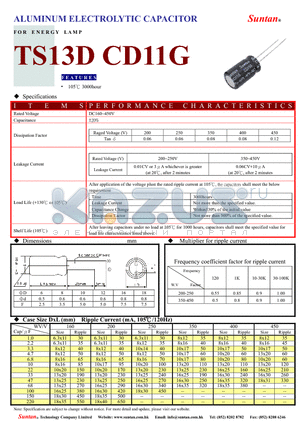 TS13D9-CD11G datasheet - ALUMINUM ELECTROLYTIC CAPACITOR