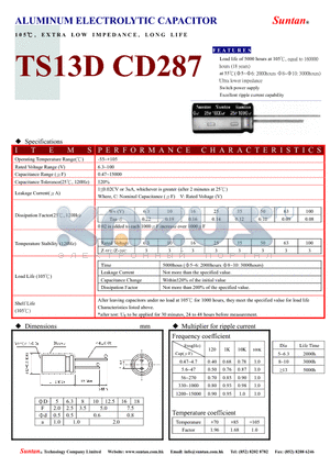 TS13DJ-CD287 datasheet - ALUMINUM ELECTROLYTIC CAPACITOR