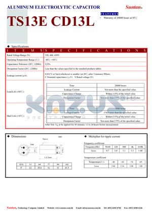 TS13EF-CD13L datasheet - ALUMINUM ELECTROLYTIC CAPACITOR