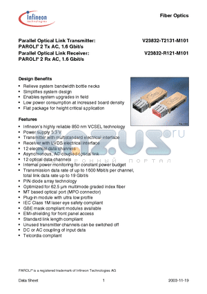 V23832-R321-M101 datasheet - PAROLI 2 Tx AC, 1.6 Gbit/s