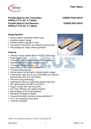 V23832-T2431-M101 datasheet - PAROLI 2 Tx AC, 2.7 Gbit/s