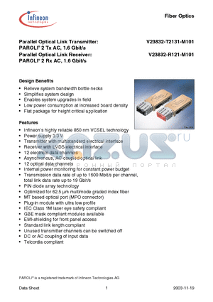 V23832-R521-M101 datasheet - PAROLI 2 Tx AC, 1.6 Gbit/s