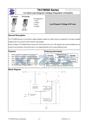 TS178R08CI4S datasheet - 1A Ultra Low Dropout Voltage Regulator w/Disable