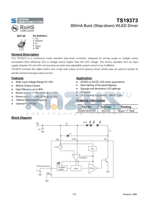 TS19373 datasheet - 800mA Buck (Step-down) WLED Driver