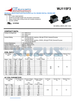 WJ115F31A datasheet - Cit Switch