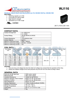 WJ115F31AS24VDC datasheet - CIT SWITCH