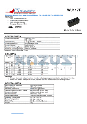 WJ117F1AS24VDC datasheet - CIT SWITCH