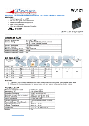 WJ1211AC24VDC datasheet - CIT SWITCH