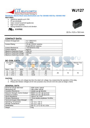 WJ1271AC24VDC datasheet - CIT SWITCH