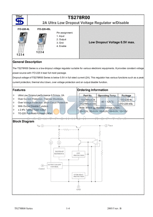 TS278R08 datasheet - 2A Ultra Low Dropout Voltage Regulator w/Disable