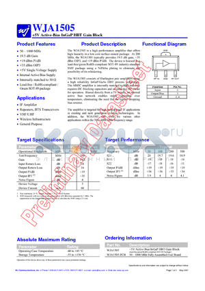 WJA1505-PCB datasheet - 5V Active-Bias InGaP HBT Gain Block