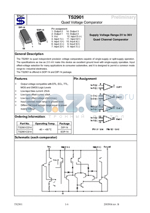 TS2901CD14 datasheet - Quad Voltage Comparator