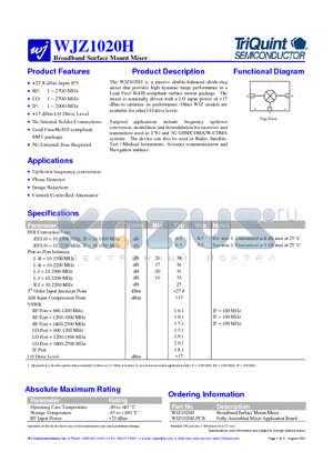 WJZ1020H-PCB datasheet - Broadband Surface Mount Mixer