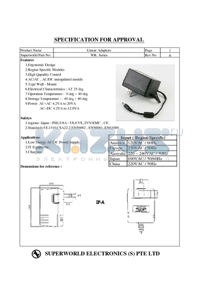 WK0901A5 datasheet - Linear Adaptors