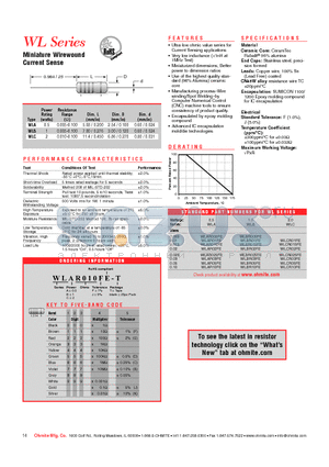 WLAR005FE datasheet - Miniature Wirewound Current Sense