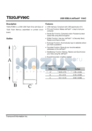 TS2GJFV90C datasheet - 2GB USB2.0 JETFLASH