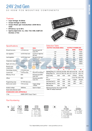 V24A48C500BG datasheet - 50 - 400W PCB MOUNTING COMPONENTS