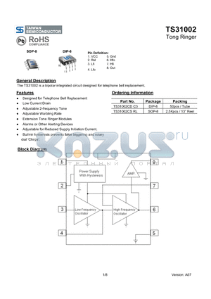 TS31002 datasheet - Tong Ringer