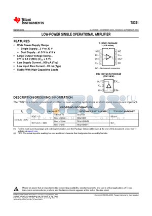 TS321ID datasheet - LOW-POWER SINGLE OPERATIONAL AMPLIFIER