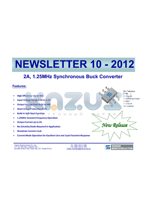 TS3420CX6RFG datasheet - 2A, 1.25MHz Synchronous Buck Converter