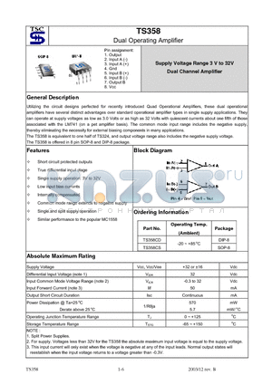 TS358CS datasheet - Dual Operating Amplifier