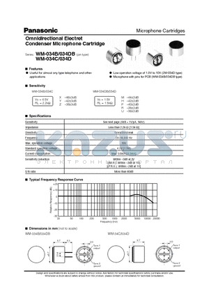 WM-034C datasheet - Omnidirectional Electret Condenser Microphone Cartridge