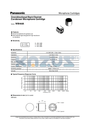WM-60A datasheet - Omnidirectional Back Electret Condenser Microphone Cartridge