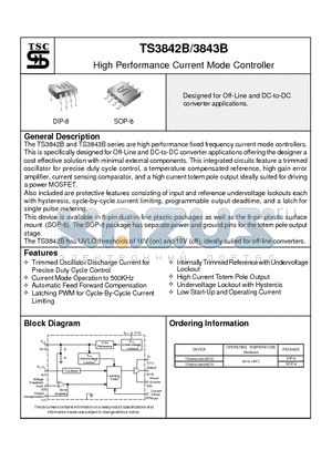 TS3843BCD datasheet - High Performance Current Mode Controller