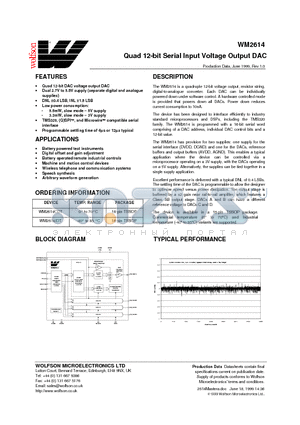 WM2614IDT datasheet - Quad 12-bit Serial Input Voltage Output DAC