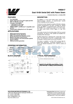 WM2617ID datasheet - Dual 10-Bit Serial DAC with Power Down