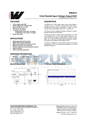 WM2619CDT datasheet - 12-bit Parallel Input Voltage Output DAC