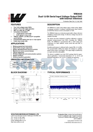WM2638CD datasheet - Dual 12-Bit Serial Input Voltage Output DAC with Internal reference