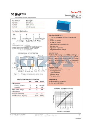 TS3R1G datasheet - Output to 2.5A, 275 Vac AC/DC Control