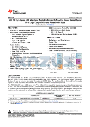 TS3USBA225 datasheet - 1.8-V Logic Compatibility and Power-Down Mode