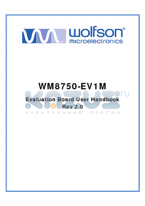 WM8750-EV1M datasheet - Evaluation Board User Handbook