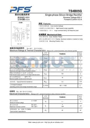 TS4B05G datasheet - Single-phase Silicon Bridge Rectifier